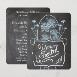 Convites Janto de ensaio Blue Mason Jar Chalkboard Casament