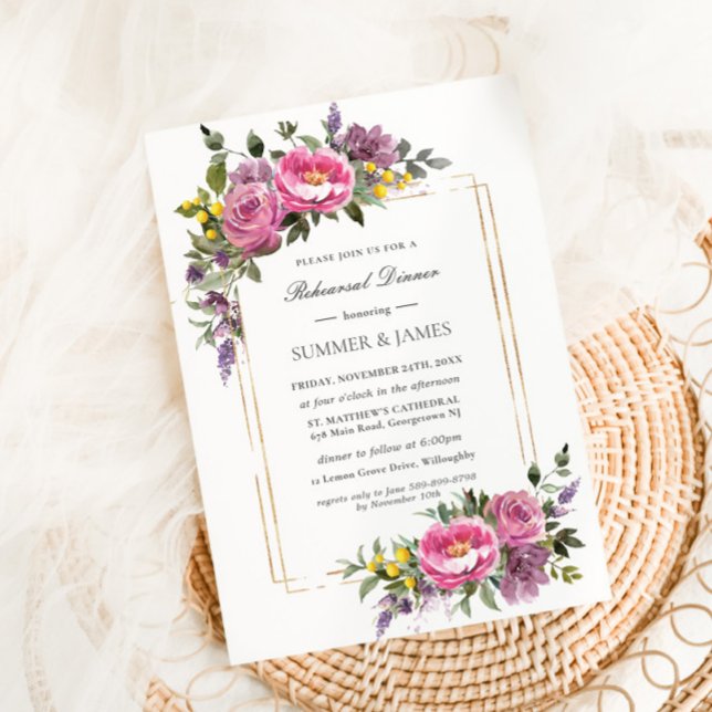 Convites Janto de ensaio Boho Magenta, cor-de-rosa, amarelo (Criador carregado)