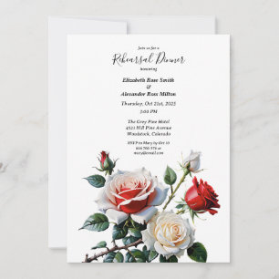 Convites janto de ensaio bonito de rosas vermelhas brancas
