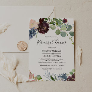 Convites Janto de ensaio Burgundy Floral e Greenerescente