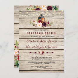 Convites Janto de ensaio Burgundy Marsala Floral Lanterna