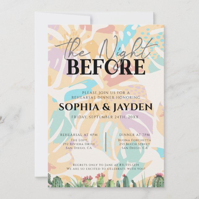 Convites Janto de ensaio Cactus Tropical Palm Tree Deserto (Frente)