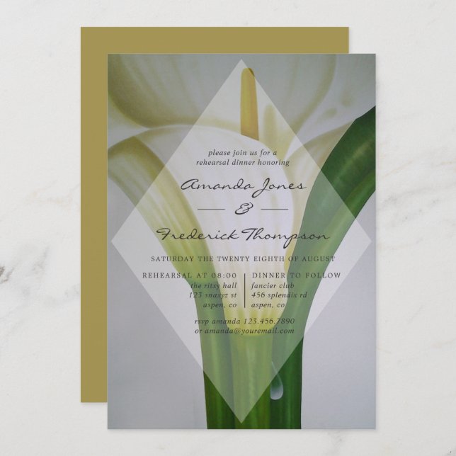 Convites Janto de ensaio Calla Lily Wedding (Frente/Verso)