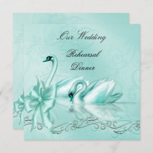 Convites Janto de ensaio Casamento Teal Blue Aqua Swans