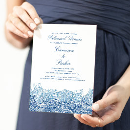 Convites Janto de Ensaio Casual de Casamento no Oceano Azul