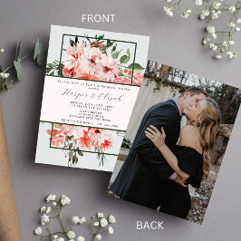 Convites Janto de Ensaio Clássico Vermelho com Blush Floral