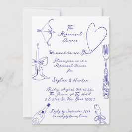 Convites Janto de ensaio Cobalt Blue La Dolce Vita Ecru