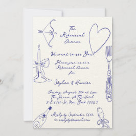 Convites Janto de ensaio Cobalt Blue La Dolce Vita Ecru