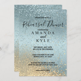 Convites Janto de ensaio com brilho azul e Dourado