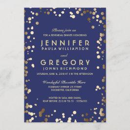 Convites Janto de ensaio Confetti Vintage, Dourado e Marinh