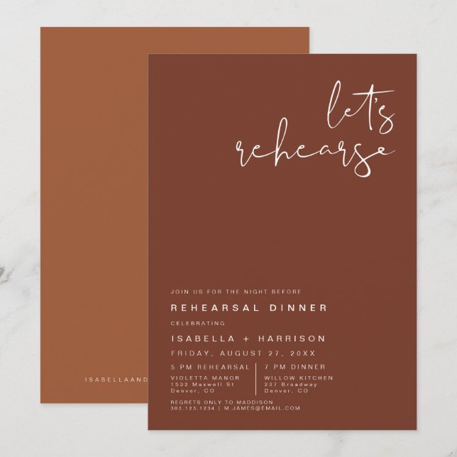 Convites JANTO de ensaio CORIANDER Terracotta e Rust (Frente/Verso)