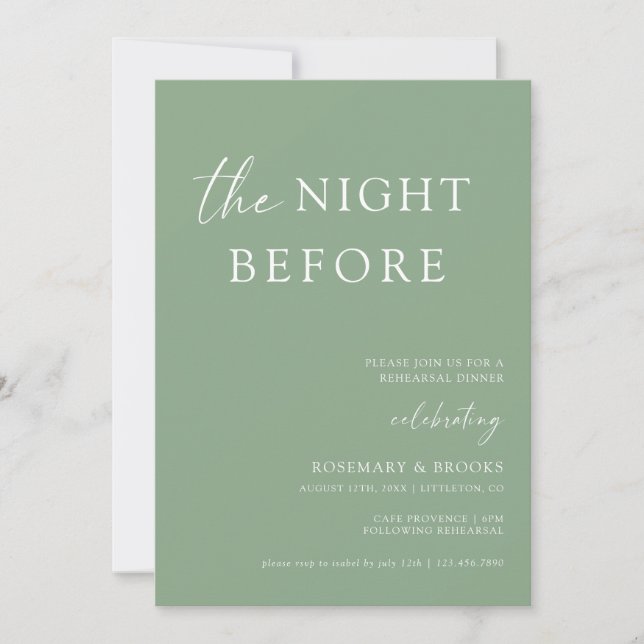 Convites Janto de ensaio da noite anterior ao casamento (Frente)