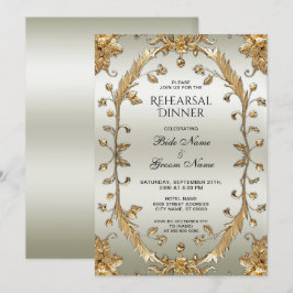 Convites Janto de ensaio das flores do Ornamentado do ouro