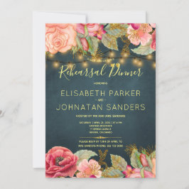 Convites Janto de ensaio das luzes de marinho rosa elegante