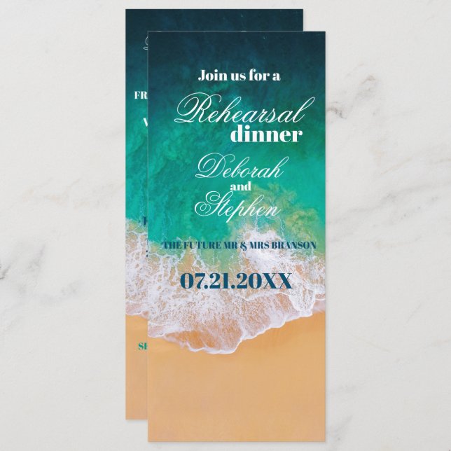 Convites Janto de ensaio das ondas do oceano de praia Sandy (Frente/Verso)