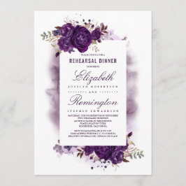 Convites Janto de Ensaio de Aquarela Floral Roxo-EggPlant