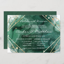 Convites Janto De Ensaio De Aquarela Verde E Dourada