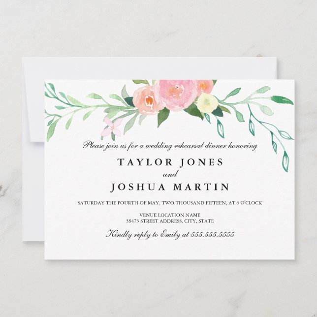 Convites Janto de ensaio de aquarelas de flor selvagem Conv (Frente)