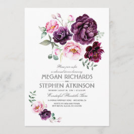 Convites Janto de Ensaio de Aquarelas Florais de Plum Purpl
