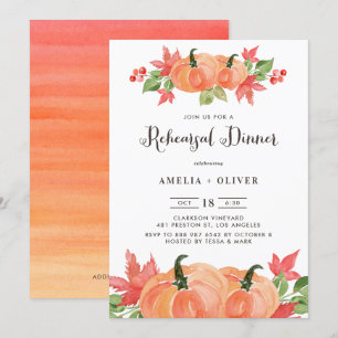 Convites Janto de Ensaio de Aquarelas Pumpkins Autumn