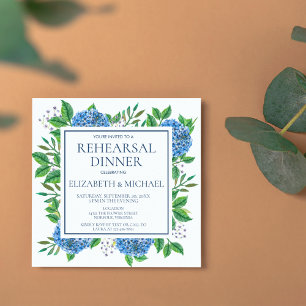 Convites Janto de Ensaio de Aquarelas Rustic Blue Hydrangea