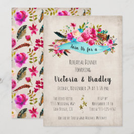Convites Janto de Ensaio de Boho Chic Floral de Aquarela