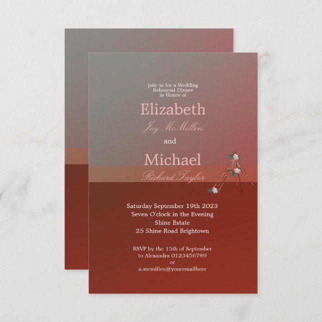 Convites Janto de Ensaio de Boho Chic Teepee Tipi (Frente/Verso)