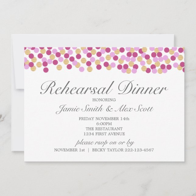 Convites Janto de ensaio de Bolinhas roxo e Dourado (Frente)
