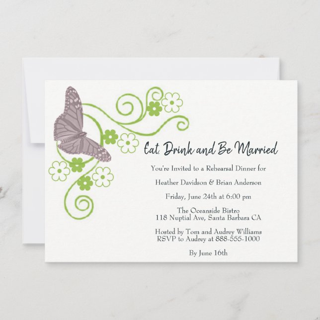 Convites Janto de ensaio de borboletas cor-de-rosa (Frente)