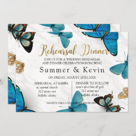 Convites Janto de ensaio de borboletas pintadas com azul-ch