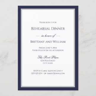 Convites Janto de ensaio de borda azul de Marinho clássico