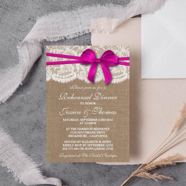Convites Janto de ensaio de Burlap e Casamento de Arco rosa (Criador carregado)