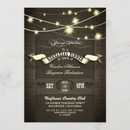 Convites janto de ensaio de burlap & light rustic country