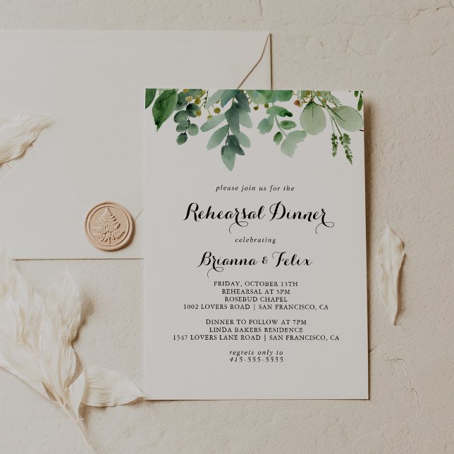 Convites Janto de ensaio de Caligrafia Eucalyptus Greenery (Criador carregado)