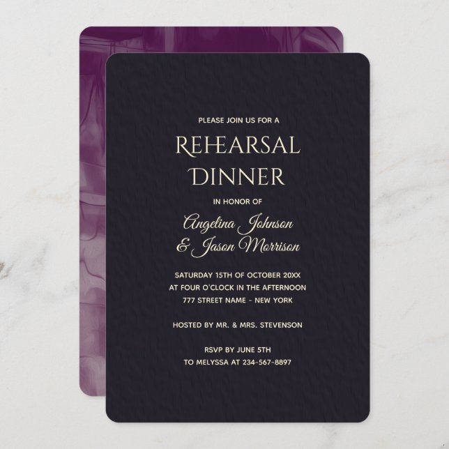 Convites Janto de ensaio de caligrafia negra (Frente/Verso)