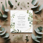 Convites Janto de ensaio de Caligrafia Rustic Boho Greenery<br><div class="desc">Apresentamos nosso convite exclusivo para jantas de ensaio, personalizado apenas para você. Desvendar um delicado design de eucalipto de aquarela, graciosamente encapsulado em uma moldura geométrica contemporânea. A combinação perfeita de tradição e tendência, nossos convites são adorados com uma excelente combinação de moderna escrita e fonte clássica de serifa. Ponha...</div>