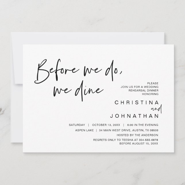 Convites Janto De Ensaio De Casamento, Antes De Fazermos, J (Frente)