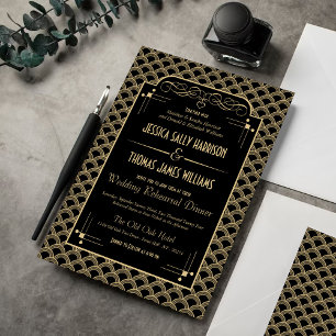 Convites janto de ensaio de casamento Art Deco Gatsby de 19
