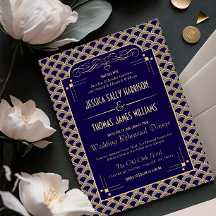 Convites janto de ensaio de casamento Art Deco Gatsby de 19