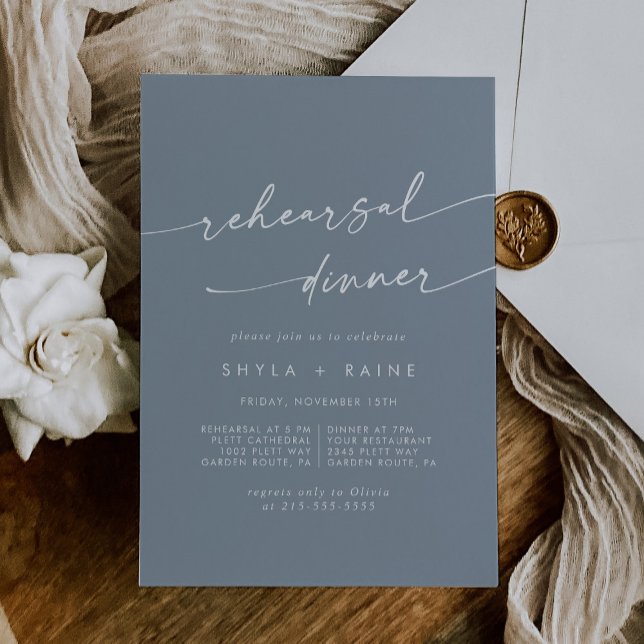 Convites Janto de Ensaio de Casamento Azul Boho Chic Dusty (Criador carregado)