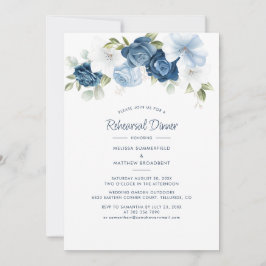 Convites Janto de Ensaio de Casamento Azul Floral Dusty