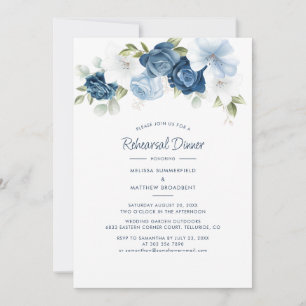 Convites Janto de Ensaio de Casamento Azul Floral Dusty