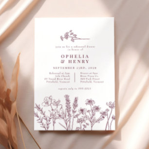 Convites Janto de Ensaio de Casamento Boho Wildflower Burgu