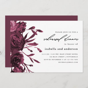 Convites Janto de Ensaio de Casamento Botânico Chic Burgund