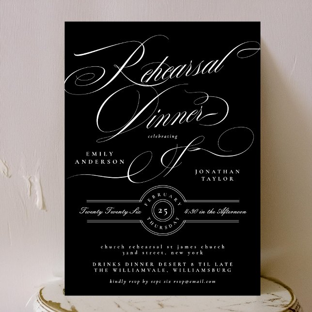 Convites Janto de ensaio de casamento branco preto clássico (Criador carregado)