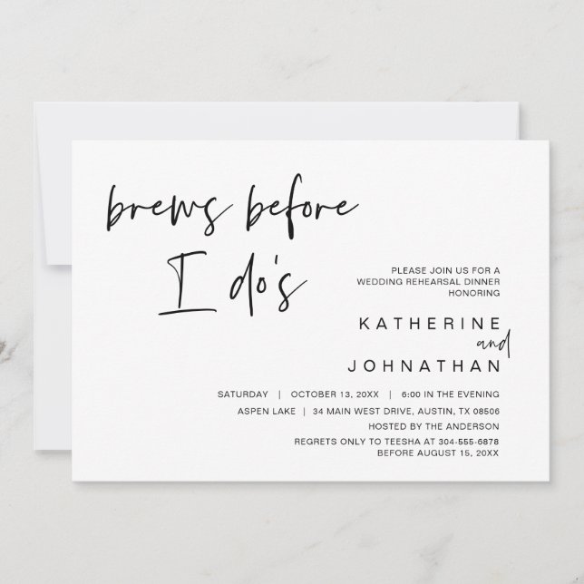 Convites Janto de ensaio de casamento, Brew antes de eu faz (Frente)