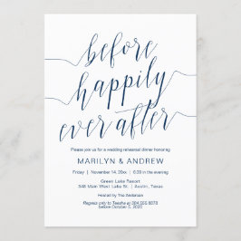 Convites Janto de Ensaio de Casamento, Caligrafia Azul Mari