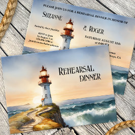 Convites Janto de Ensaio de Casamento com Farol de Aquarela