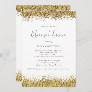 Convites Janto de Ensaio de Casamento com Glitter Dourado
