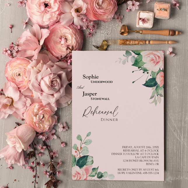 Convites Janto de Ensaio de Casamento Cor-de-Rosa Blush (Criador carregado)